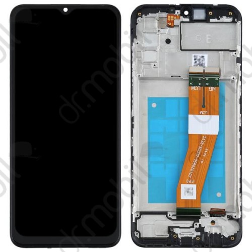 Kijelző Samsung Galaxy A02s (SM-A025F) előlap + LCD kijelző + érintőpanel + komplett kerettel fekete (GE verzió)